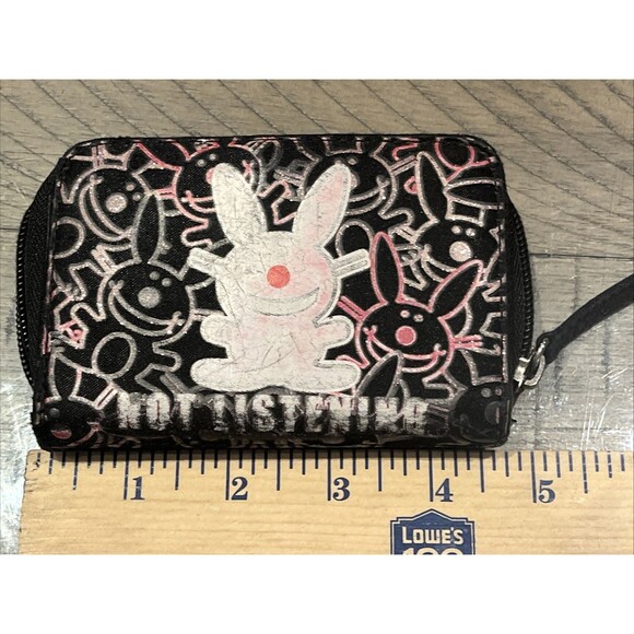 Vtg Y2K Jim Benton It's Happy Bunny NOT LISTENING Wallet Pink And Black 2000s - Picture 5 of 5